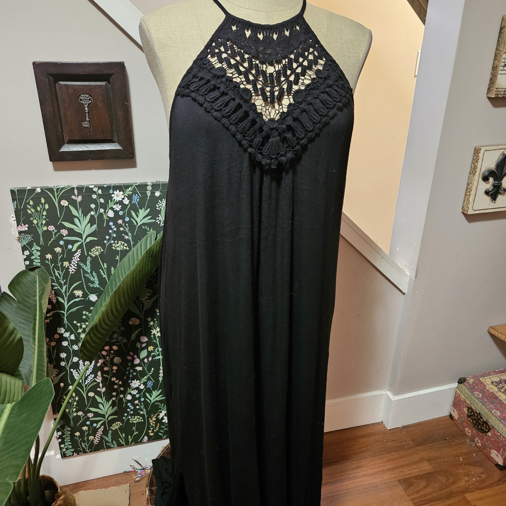 Three Bird Nest Black Halter Dress